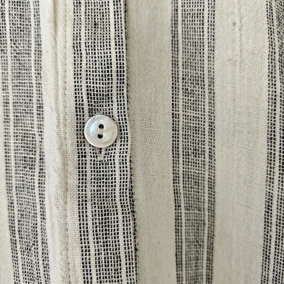 $278 EILEEN FISHER Mandarin Collar Stripe Cotton Linen Blend Button Up Dress XL - Picture 7 of 10